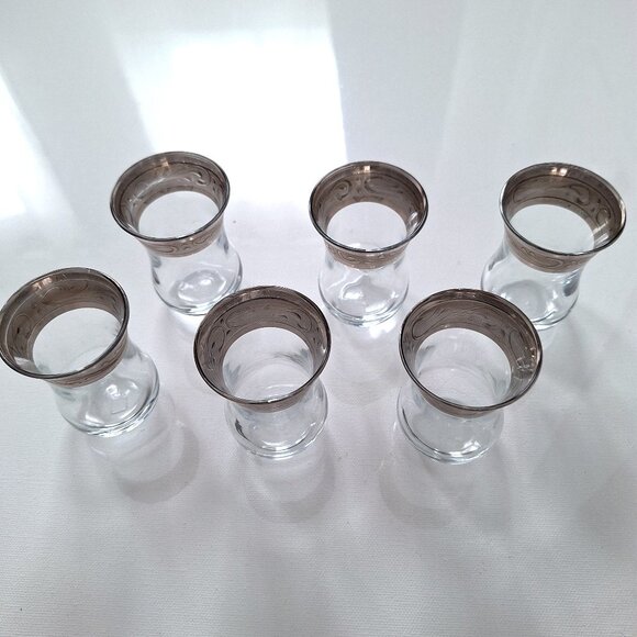 Turkish Glass Tea Set with Silver Designs Never Used - Picture 3 of 7